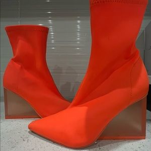 Jeffrey Campbell Siren Clear Wedge Sock Bootie